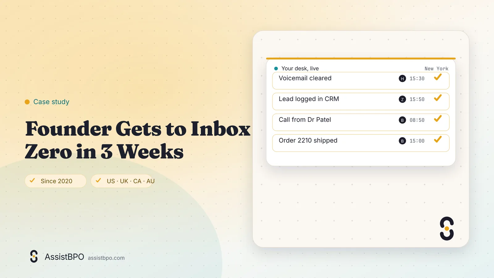 Founder Gets to Inbox Zero in 3 Weeks: AssistBPO cover graphic
