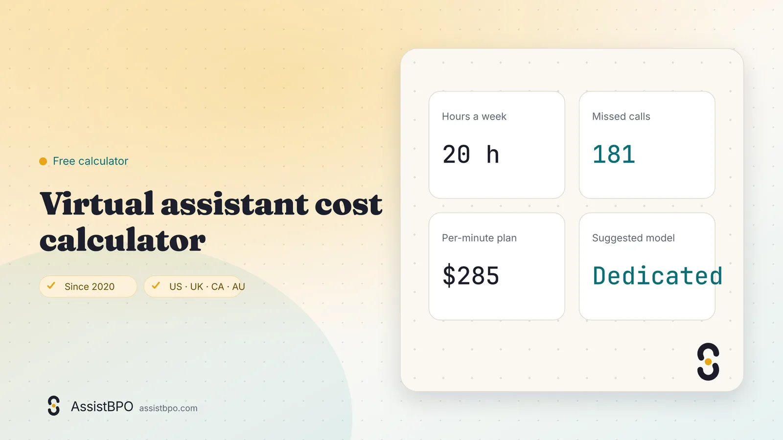 Virtual assistant cost calculator: AssistBPO cover graphic